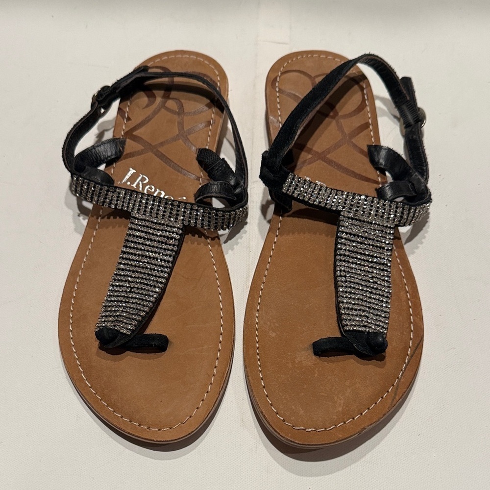 J.Renee Black and Silver Strappy Sandals